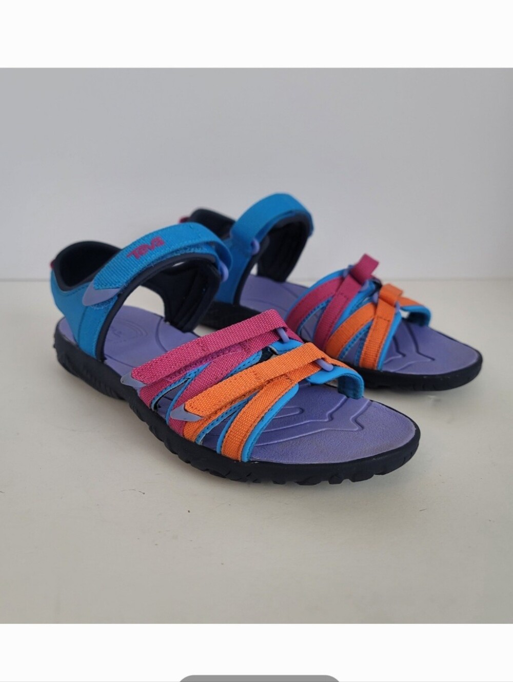 Teva Big Kids' Tirra Outdoor Water Sandals Blue Rose Multi-colored Youth Girls 3